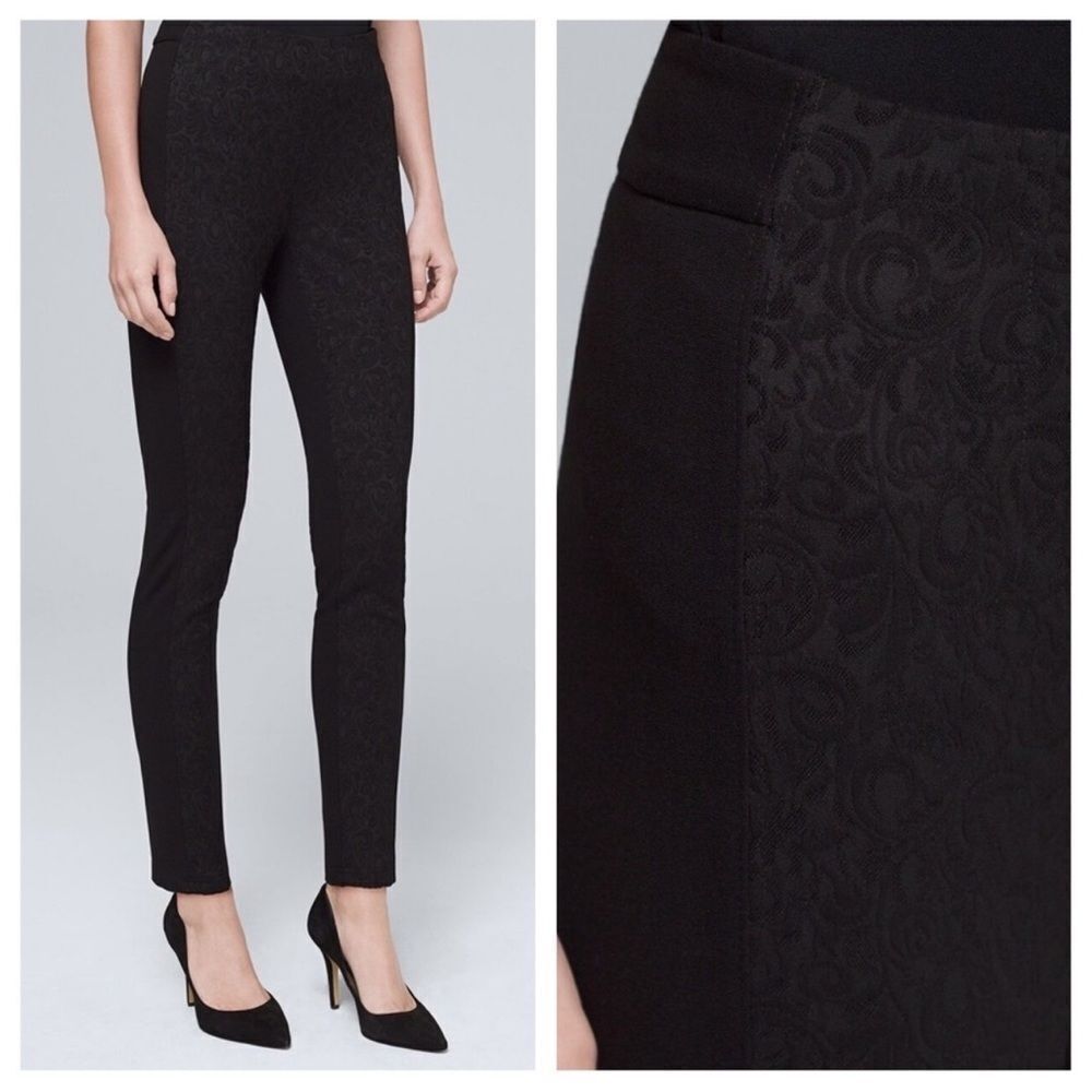 White House Black Market Comfort Stretch Renaissance Jacquard Skinny Ankle Pants